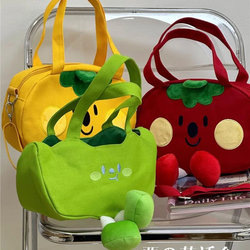 

Japanese Cute Cartoon Happy Tomato Messenger Bag Canvas Student Tote Bag Shoulder Bags Woman Bag·Crossbody Bag Purse