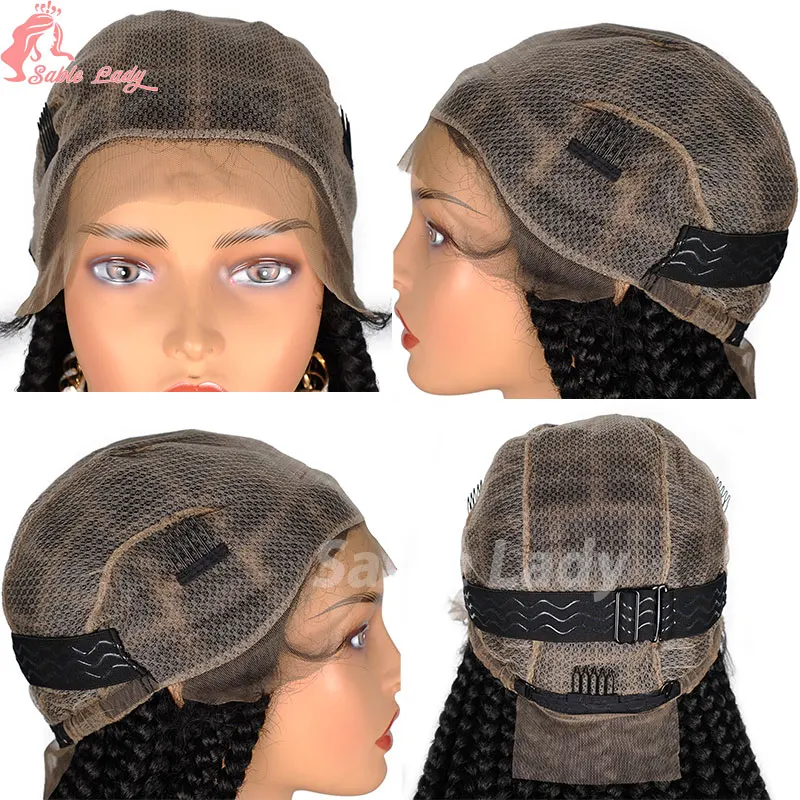 Synthetic Knotless Box Braided Wigs For African Black Women Large Box Full Lace Wigs 36" Cornrow Lace Frontal Braiding Hair