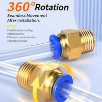 5PCS Quick Connect Air Fittings PC Series - 10mm Hose to 1/8" 1/4" 3/8" 1/2" Thread Pneumatic Push in Connector for Compressor 3