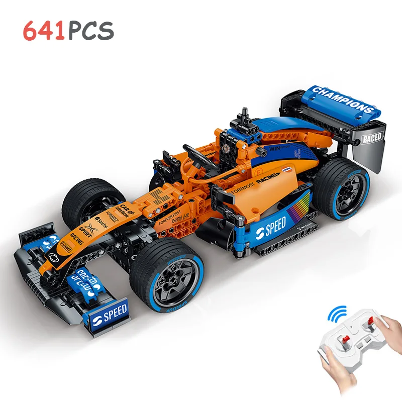 도시 크리에이티브 하이테크 RC 전기 F1 빌딩 블록, 원격 제어 스포츠카 벽돌 장난감, 어린이 선물 세트, 641-643 개