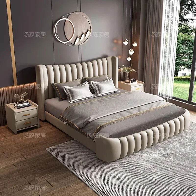 Nordic Wood Couple Bed Queen Size Multifonction Modern Lounge Bedroom Bed Storage Space Camas De Casal De Luxo Home Furniture wooden bed