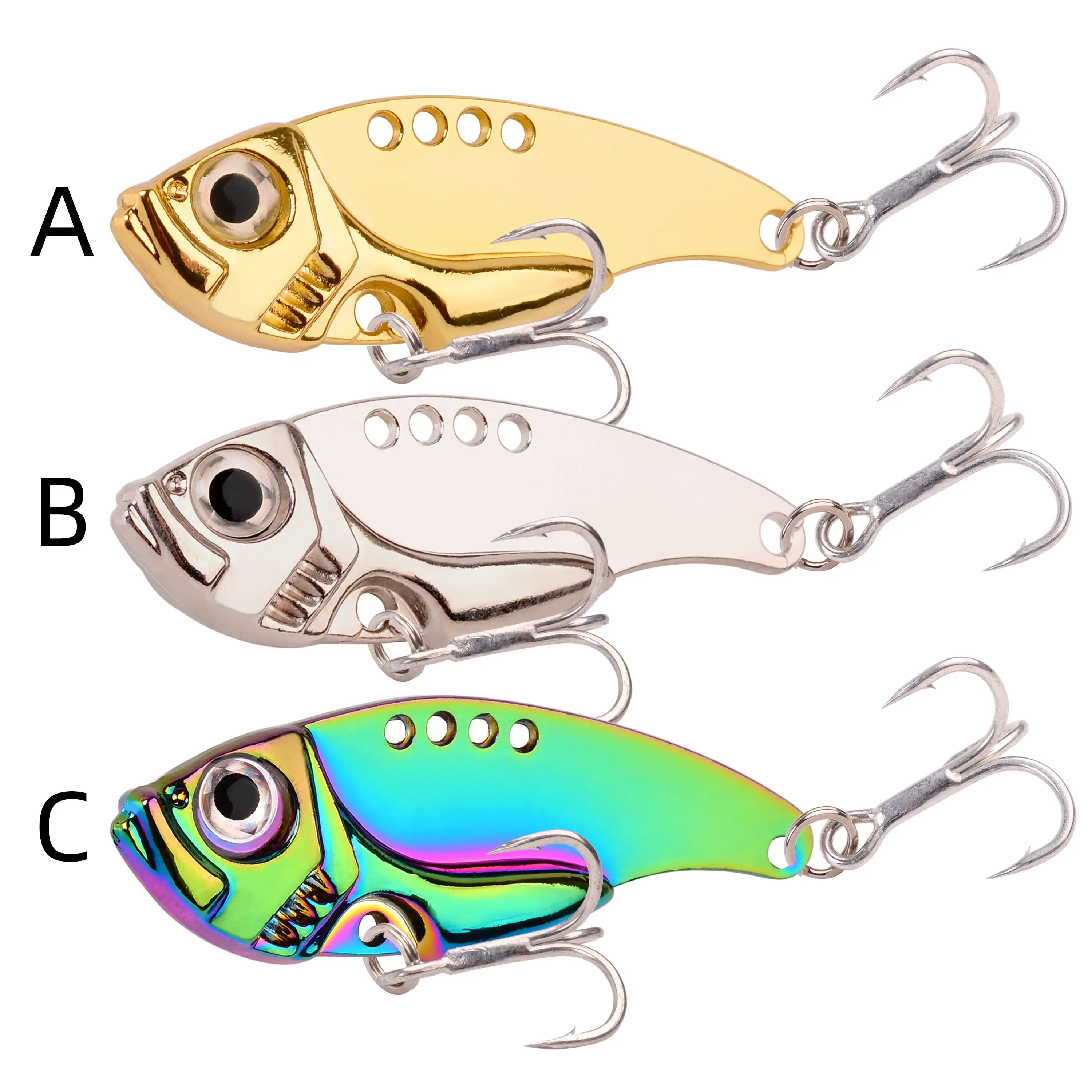 3Pcs 3D Metal Cicada Vib Fishing Lures 3g 7g 10g 15g 20g Vibrations Spoon Lure Hard Bait Bass Isca Crankbait Wobbler Spinner 3