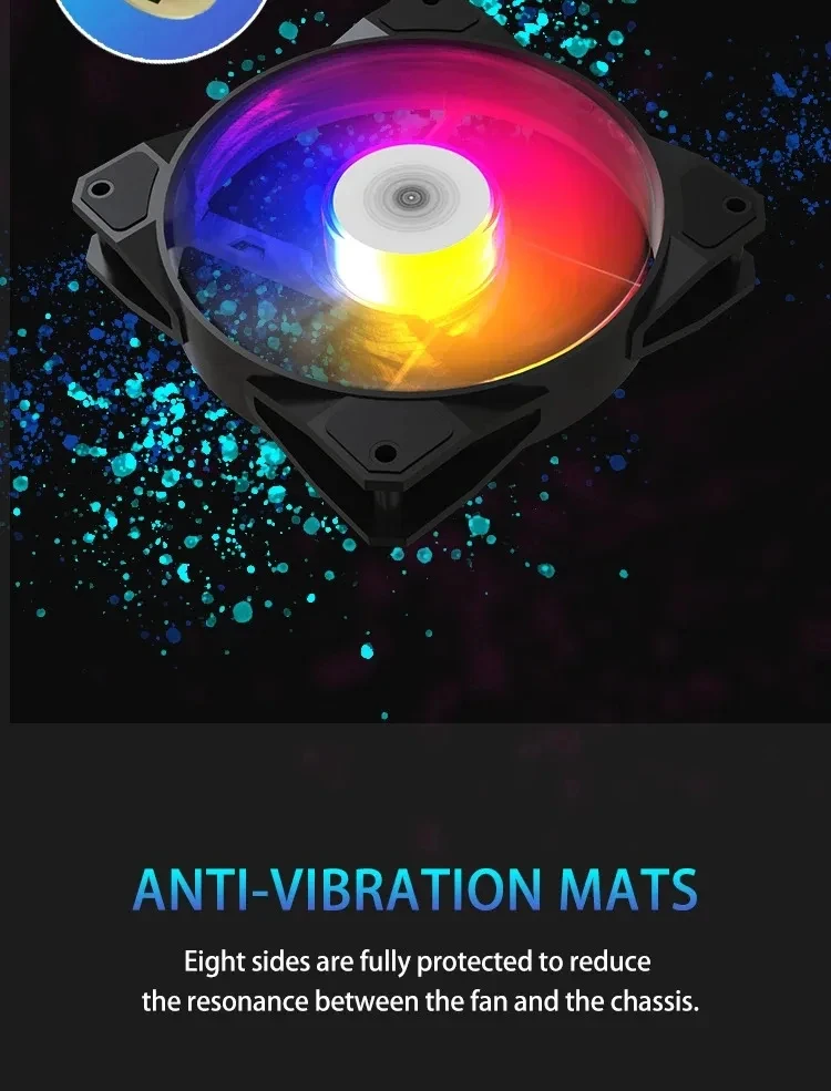120mm RGB LED 12V PWM 4Pin 1100RPM Silent Cooling Fan for PC Case Water Cooling
