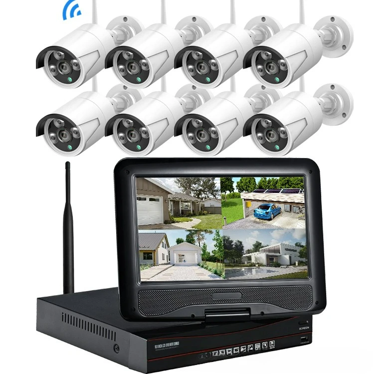 Shop household 4/8-way wireless 10-inch camera with screen, indoor and outdoor monitoring NVR set