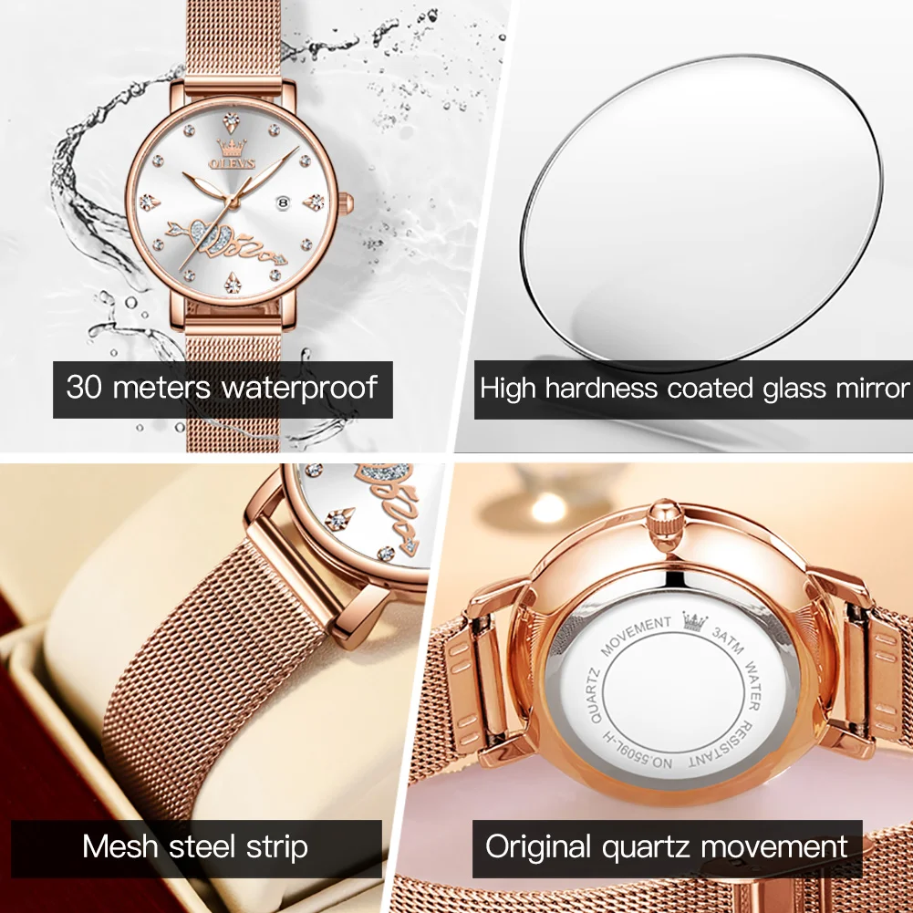 OLEVS 5509 ساعات نسائية موضة أصلية ساعة كوارتز للس...