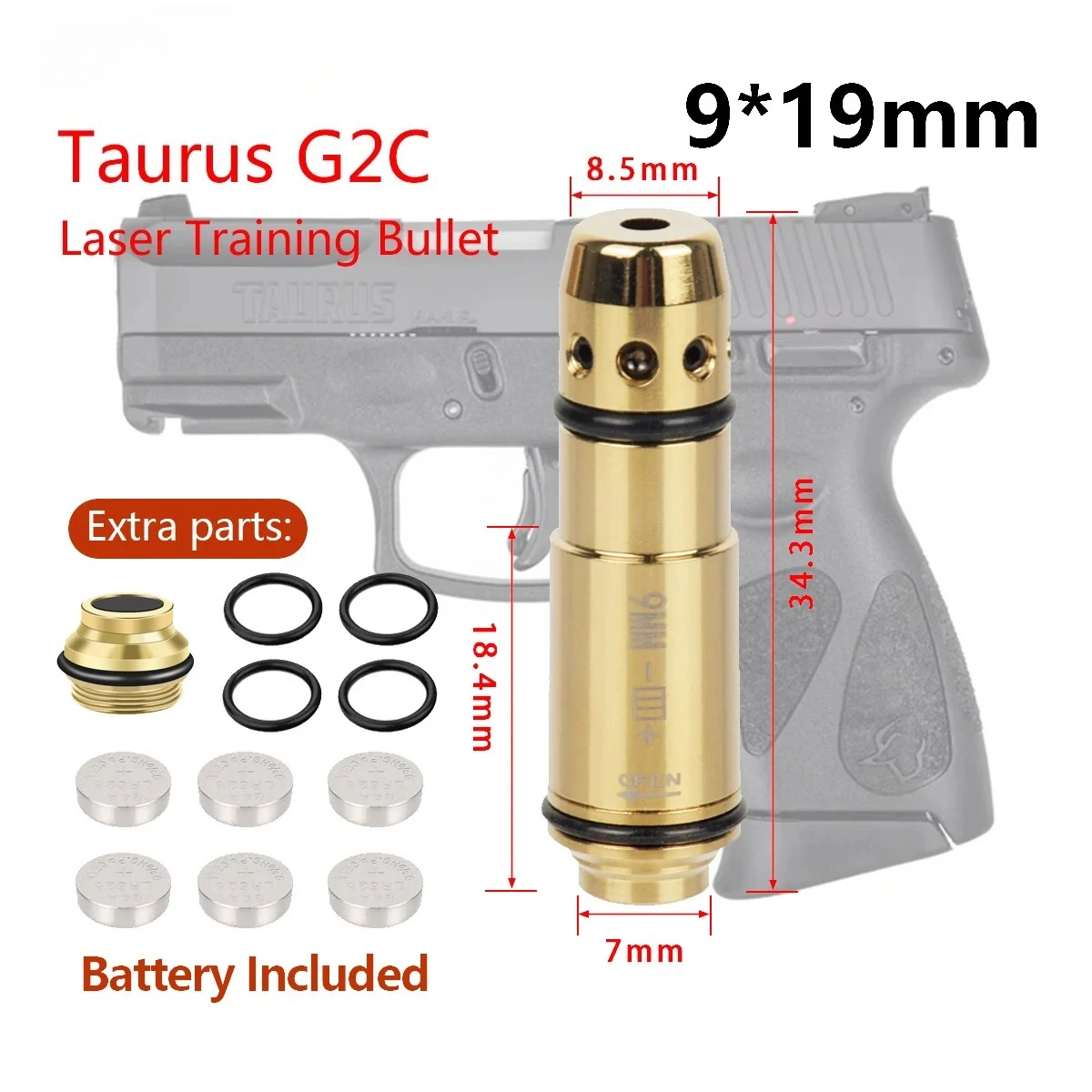 Tactical 9x19mm .380ACP .40S&W .223Rem Laser Training Bullet For G43 G17 Taurus G2C Dry Fire Red Dot Laser Trainer Cartridge