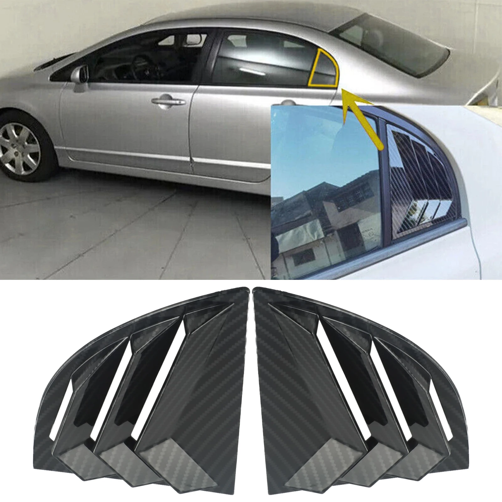 

2Pcs/Set Carbon Fiber 06-11 Correct Connector Cover Trim Direct Installation For Civic Scoop Louver High Grade For Honda