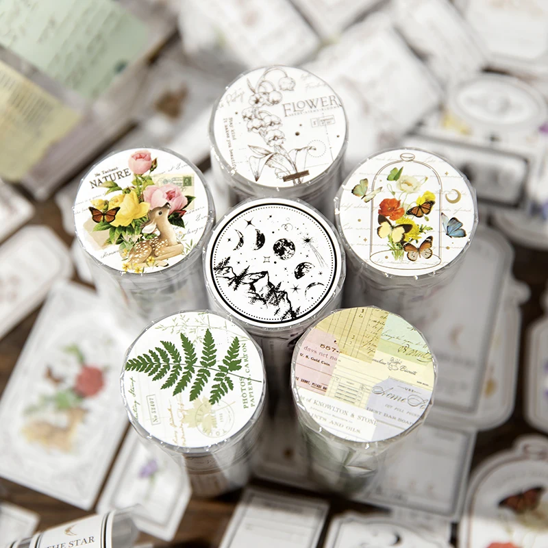 Yoofun 7.5 x 200cm Retro Natural Plants Flowers Tickets Sticker Tape Vintage Scrapbooking Decoration Masking Tape Stickers 3
