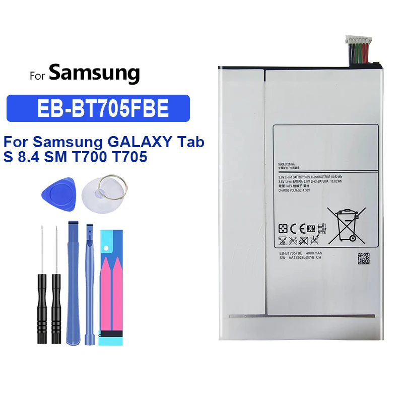 4900Mah Tablet Battery For Samsung Galaxy Tab S 8.4 T700 T705 SM-T700 T701 SM-T705 EB-BT705FBE EB-BT705FBC
