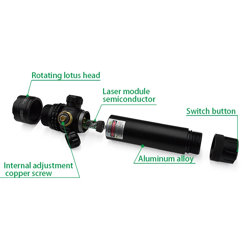 Green Laser Aiming Instrument Auxiliary Sight Hunting Laser Device Optical Equipment Including Clamp Without Battery