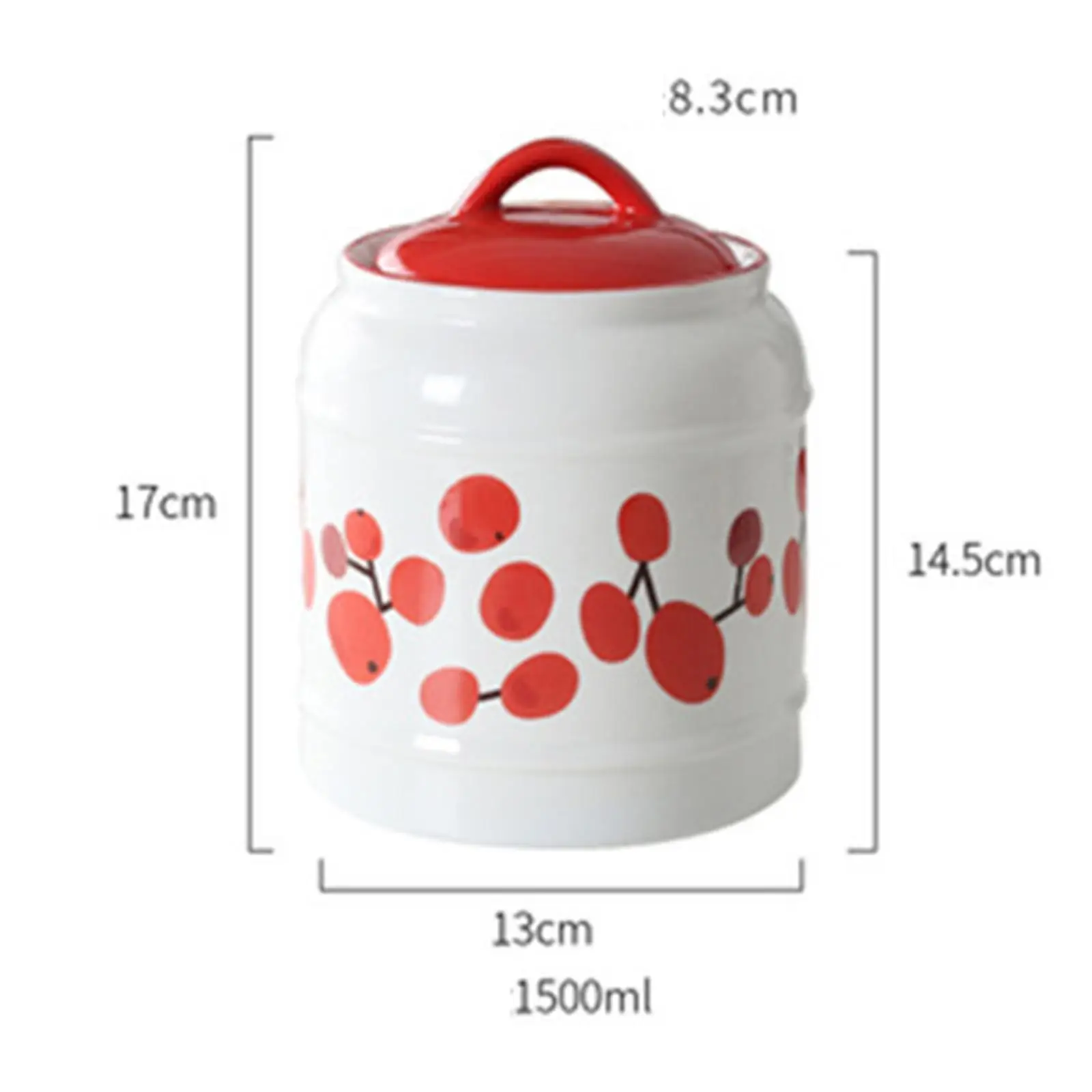 Kitchen Canisters 1500ml Multiuse Ceramic Food Jar for Grain Spice Pet Treat