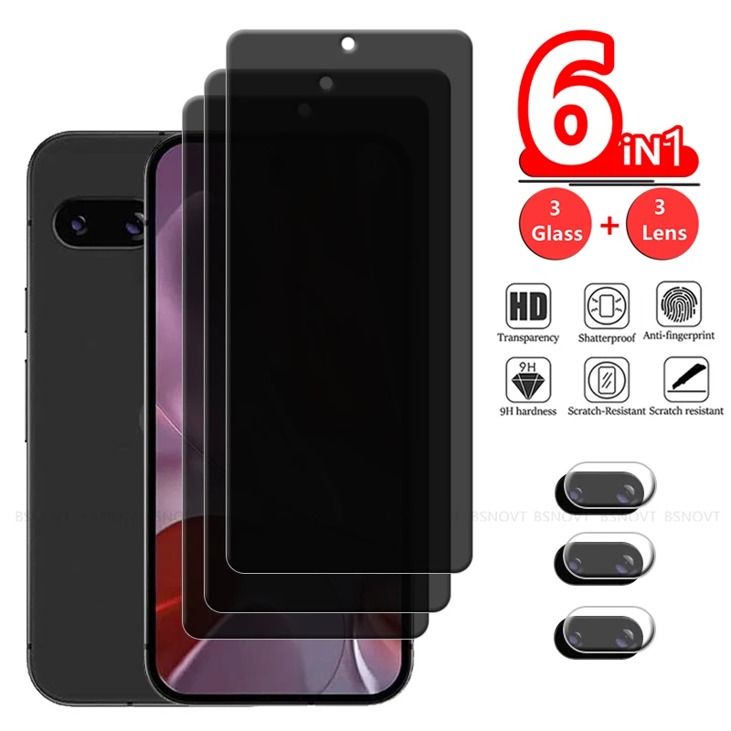 Privacy Protection 6-in-1 Tempered Glass Screen Protector with 9H Anti-Spy Shield