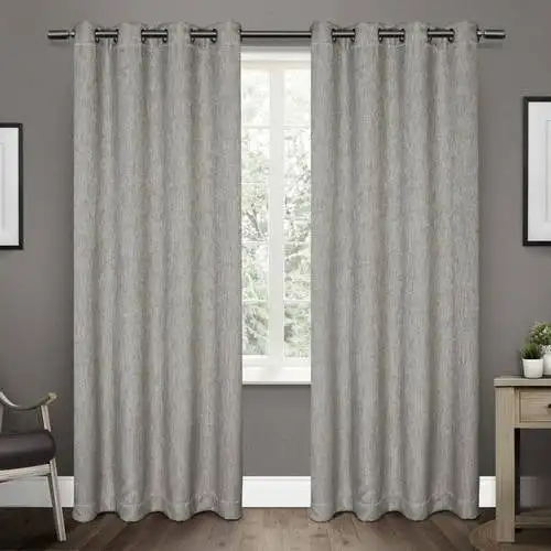 

Vesta Heavyweight Textured Linen Room Darkening Blackout Grommet Top Curtain Panel Pair, 52x108, Black