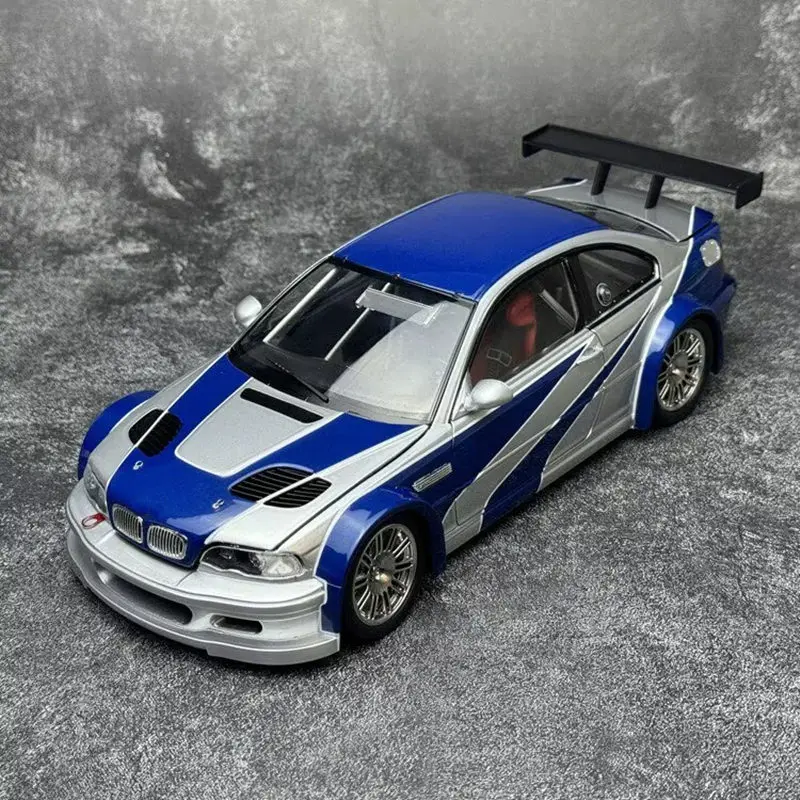 1:24 M3 E46 GTR 쿠페 합금 스포츠카 모델 다이캐스트 금속 트랙 레이싱 자동차 모형 사운드 라이트 시뮬레이션 어린이 장난감 선물