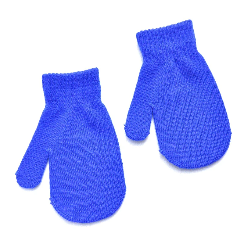 Winter Knitted Warm Gloves For 5-11Y Boys Girls Student Children Solid Finger Wrapped Mittens Outdoor Cycling Skiing Gloves