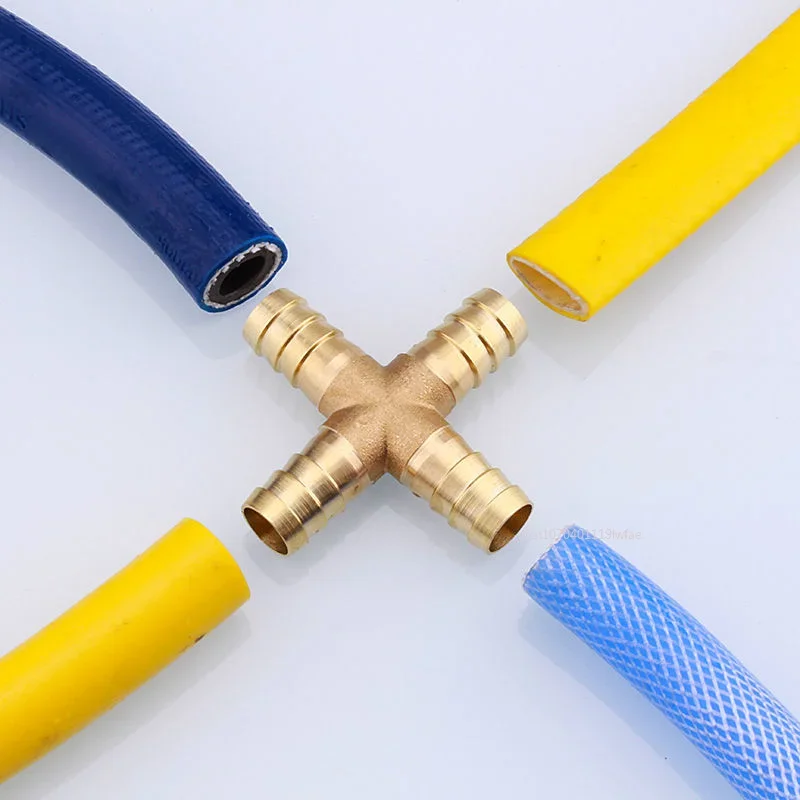 Brass Splicer Pipe Fitting Water Gas Air Joint T X Y L Type Hose Barb Tail 6 8 10 12 14 16 19 mm Male Connector Copper Adapter hose pipe fitting pipe fitting water faucet adapter tee adapter water pipe fitting