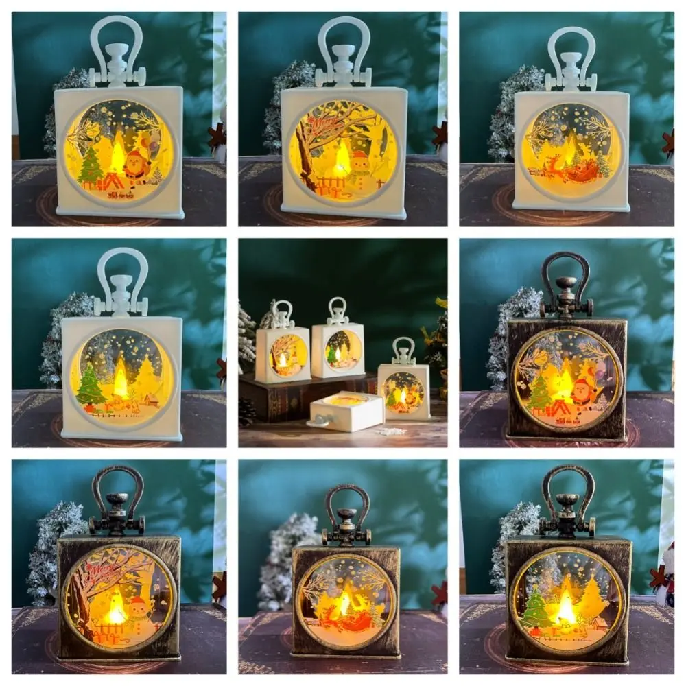 

illuminated Christmas Wind Lantern Snowman Santa Christmas Hanging Lamp Handheld Glowing Christmas Portable Lantern Christmas