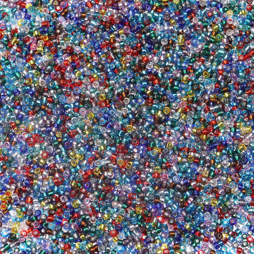 2mm Glass Seed Beads Silver Inside 6