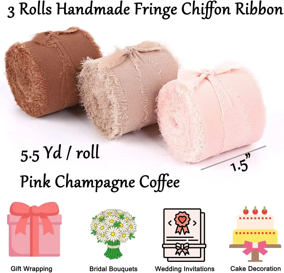 DIY Edged Chiffon Silk-Like Ribbons 4cmx5m Wedding Invitation Christmas Decoration