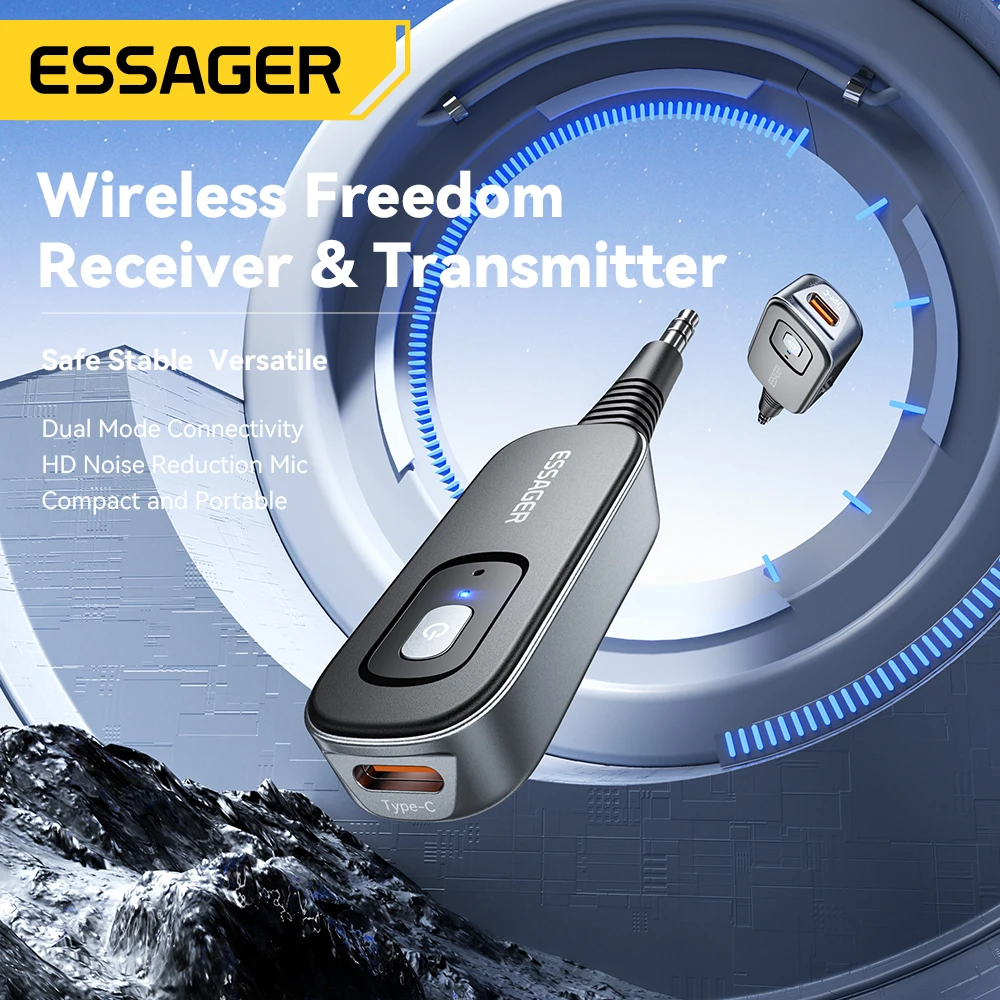 Essager Bluetooth 5.1 Audio Receiver/Transmitter – 3.5mm AUX, Wireless Adapter for PC, TV, Car, Speakers 2