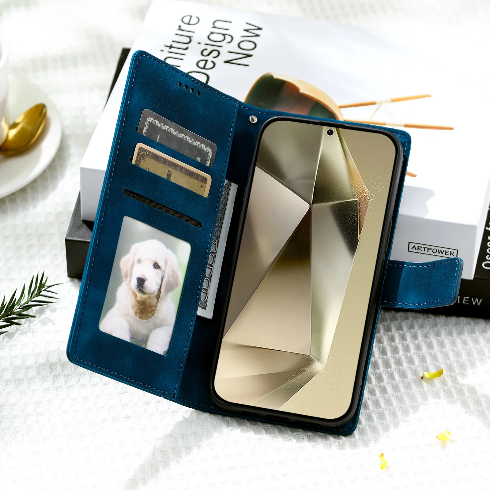 Embossed Totem Leather Wallet Phone Case with Card Holder