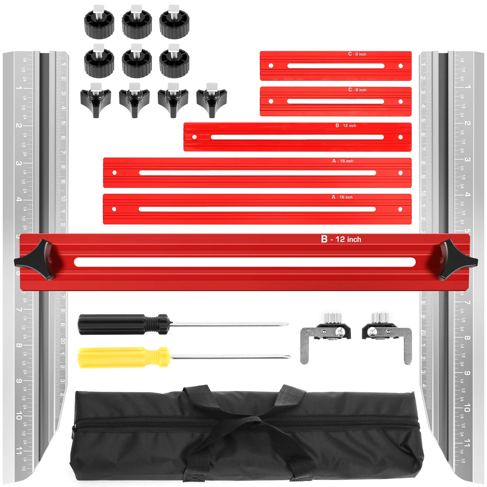 Stair Measuring Ruler Set Aluminum Alloy Adjustable Stair Tread Template Jig High Precision Multifunctional Measuring Tool for