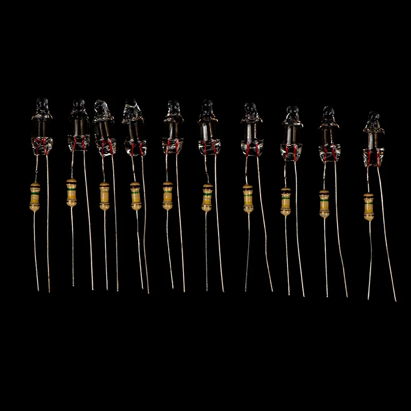 100 Pcs 5x10mm Head Orange Light Neon Bulb Indicator Lamp 100V-220V w Resistor