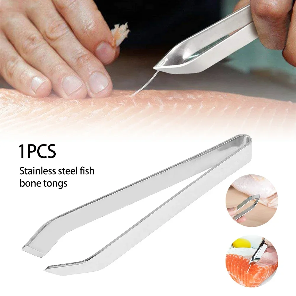 Portable Stainless Steel Fish Bone Tweezers Pincer Puller Remover Tongs Kitchen Gadgets Tools