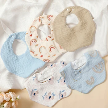 5pcs/set 100% Cotton Baby Bandana Drool Bibs ,Muslin Bibs for Boys Girls Newborn Infant for Drooling and Teething 1