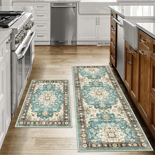 VIKAMA BOHE Tappeto in velluto di cristallo Texture alta e bassa Cucina Bagno Soggiorno Tappeto da pavimento Pieghevole Lavaggio Tappetino Decorazioni per la casa 3