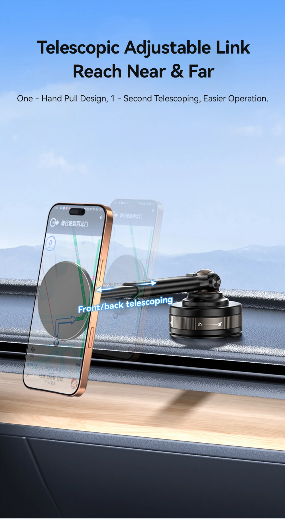 Magnetic Car Phone Mount Strong Magnet Dashboard Windshield Suction Cup Phone Ho