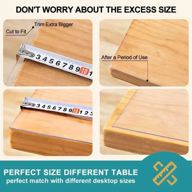 Nappe transparente en PVC d'épaisseur, tapis de table à manger résistant à la chaleur, imperméable et résistant à l'huile, 1 pièce 6