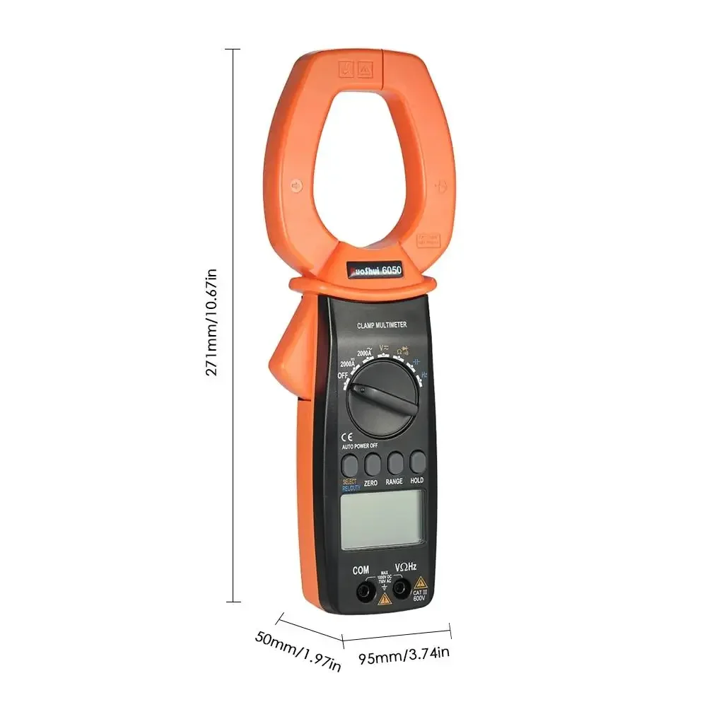 RuoShui 6050 디지털 클램프 계량기, 자동 범위 1000A AC/DC 더 큰 전류 전압 주파수 커패시턴스 다이오드 테스터 클램프 미터