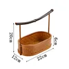 Hand-made bamboo basket with handle, Chinese retro tea set, lacquer woven storage box, portable fruit basket 6