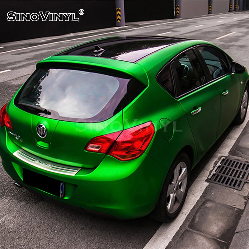 

SINOVINYL Popular Matte Green Vinyl Car Wrap Chrome Vinyl Bubble Free With Low Initial Tack Wrapping Car Sticker