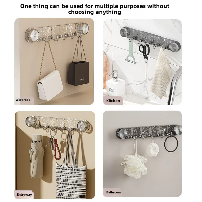 Rotary suction cup tandem hook Water ripple hook free punch strong light luxury bearing bathroom kitchen sticky