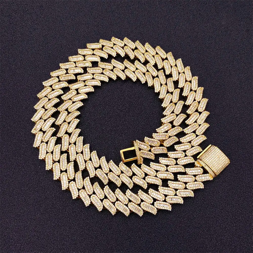 

15mm 16mm 18mm 20mm Bracelet 925 Sterling Silver Diamond Gold Custom Men Jewelry Necklaces Moissanite Cuban Link Chain