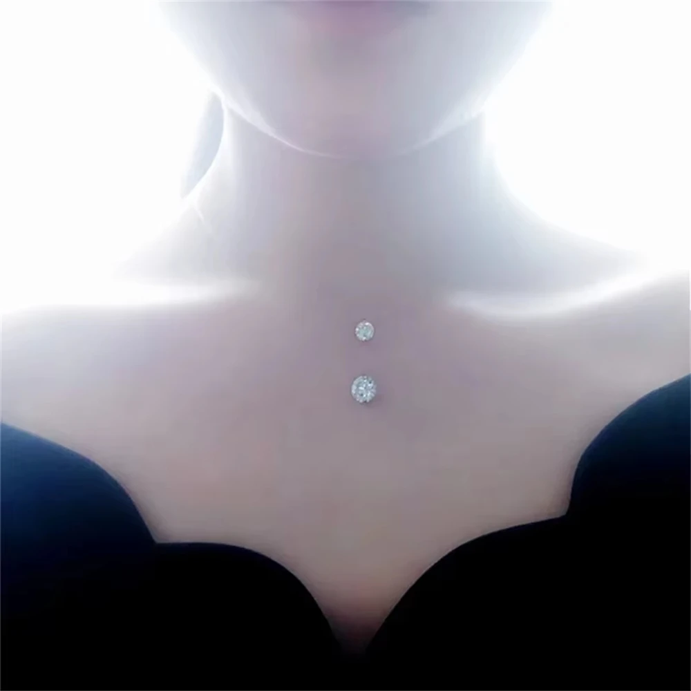 1ct Moissanite Diamond S925 Sterling Silver Invisible Transparent Fishing Line Clavicle Chain Necklace Women's Jewelry