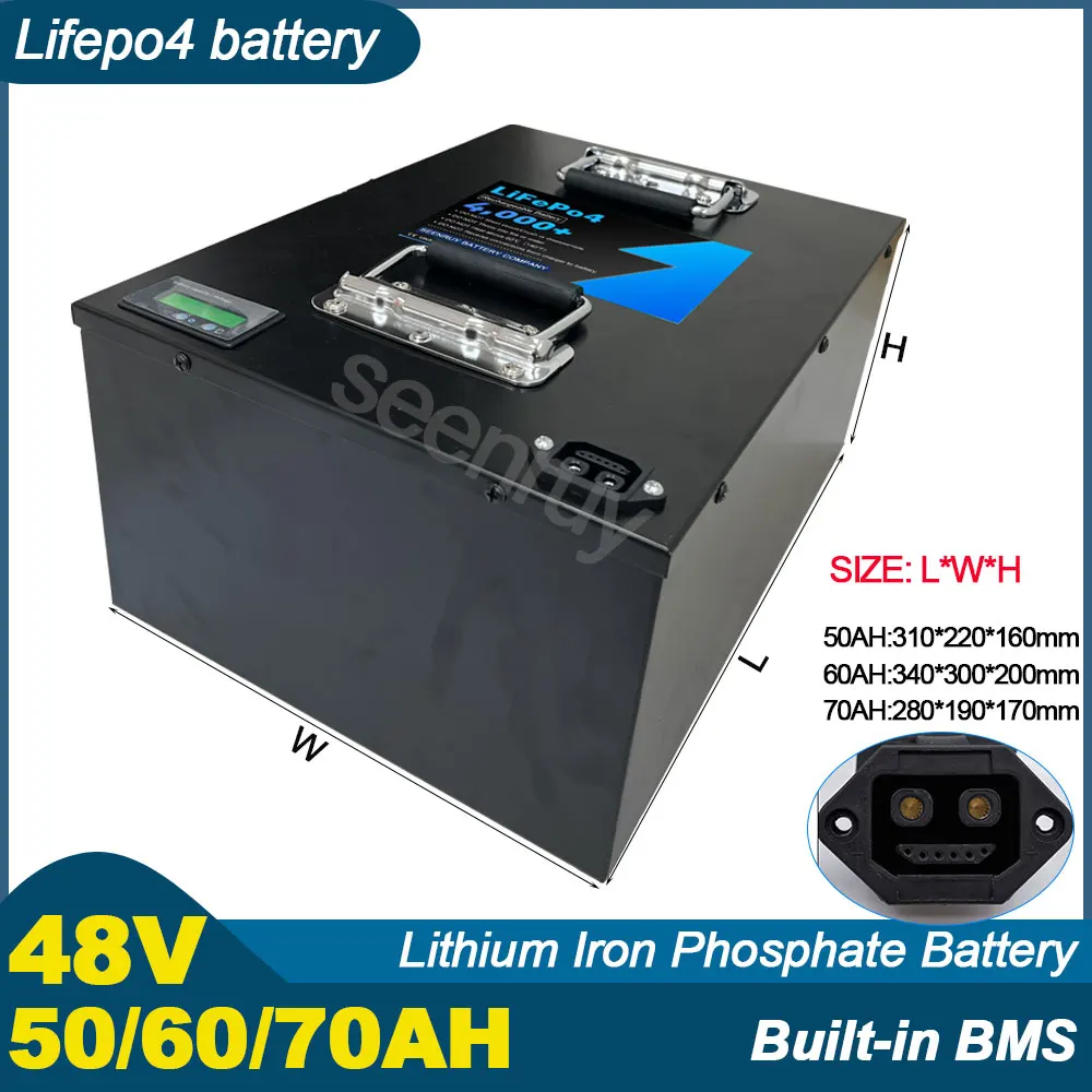 

48V 50AH 60AH 70AH Lifepo4 With Charger 80A 100A 150A 180A Lithium Iron Phosphate Battery For Ebike Tricycle Motorcycle Scooter