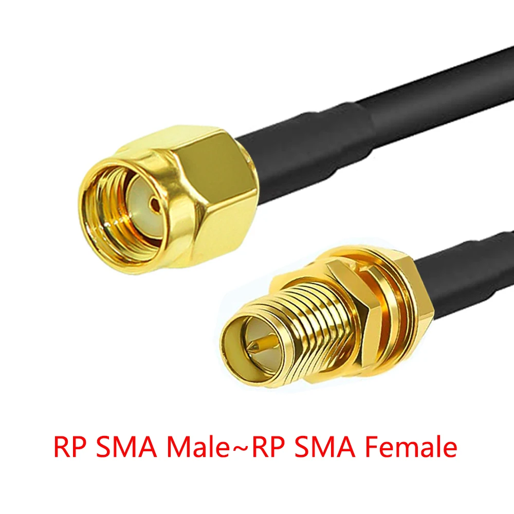 SMA-Stecker auf SMA-Buchse RG58 50 Ohm Kabel Koaxial-Verlängerungsstecker RPSMA-Stecker Jack rechtwinklig Crimp Messing RF – Detail 7