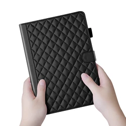 3D Plaid PU Leather Stand Tablet Case - A9 Plus 11inch (Black)