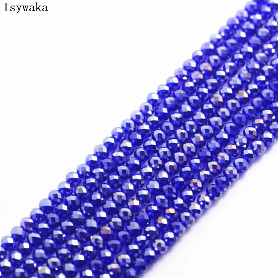 Ink Blue Faceted Crystal Glass Rondelle Beads for Jewelry Making - 170pcs, 2mm