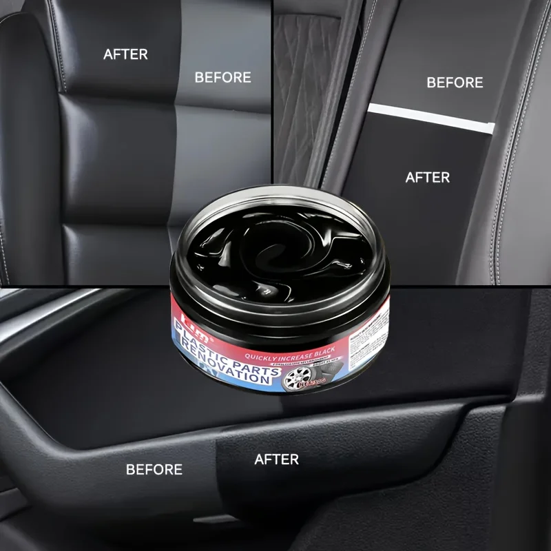 Car Plastic Restorer Plastic Restorer Leather Plastic Repair Wax Plastic Renovate Wax-Blackening & Brightening Agent for Car Interiors & Exteriors Tire Repair Maintenance Cream Rubber