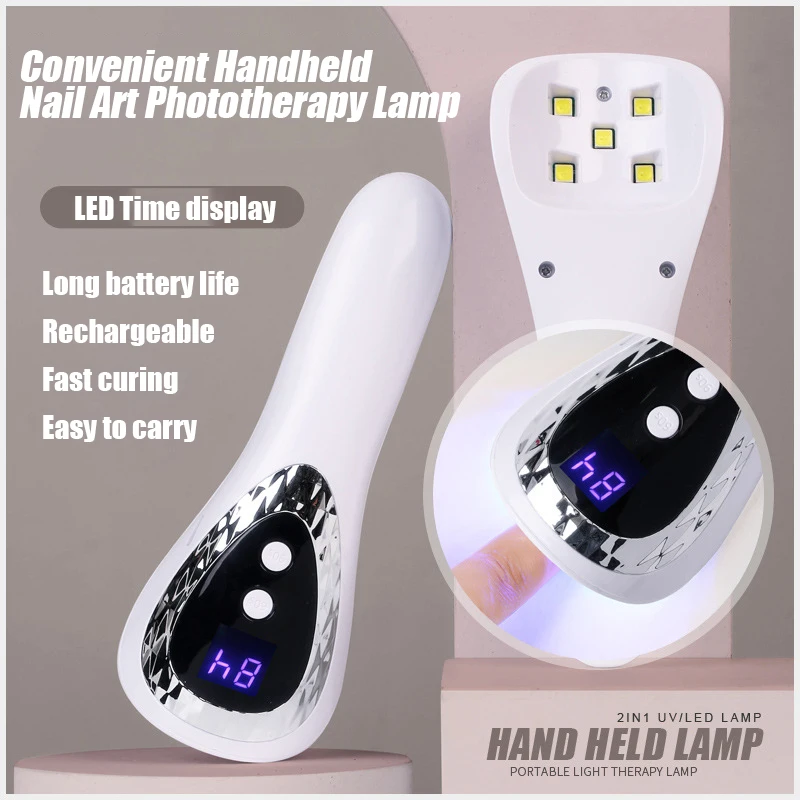 Handheld Nail Drying Lamp UV LED Lamp for Nails Rechargeable Mini LED UV Lamp Nail Dryer for Gel Nails Portability Nail Art Tool_voghion.com
