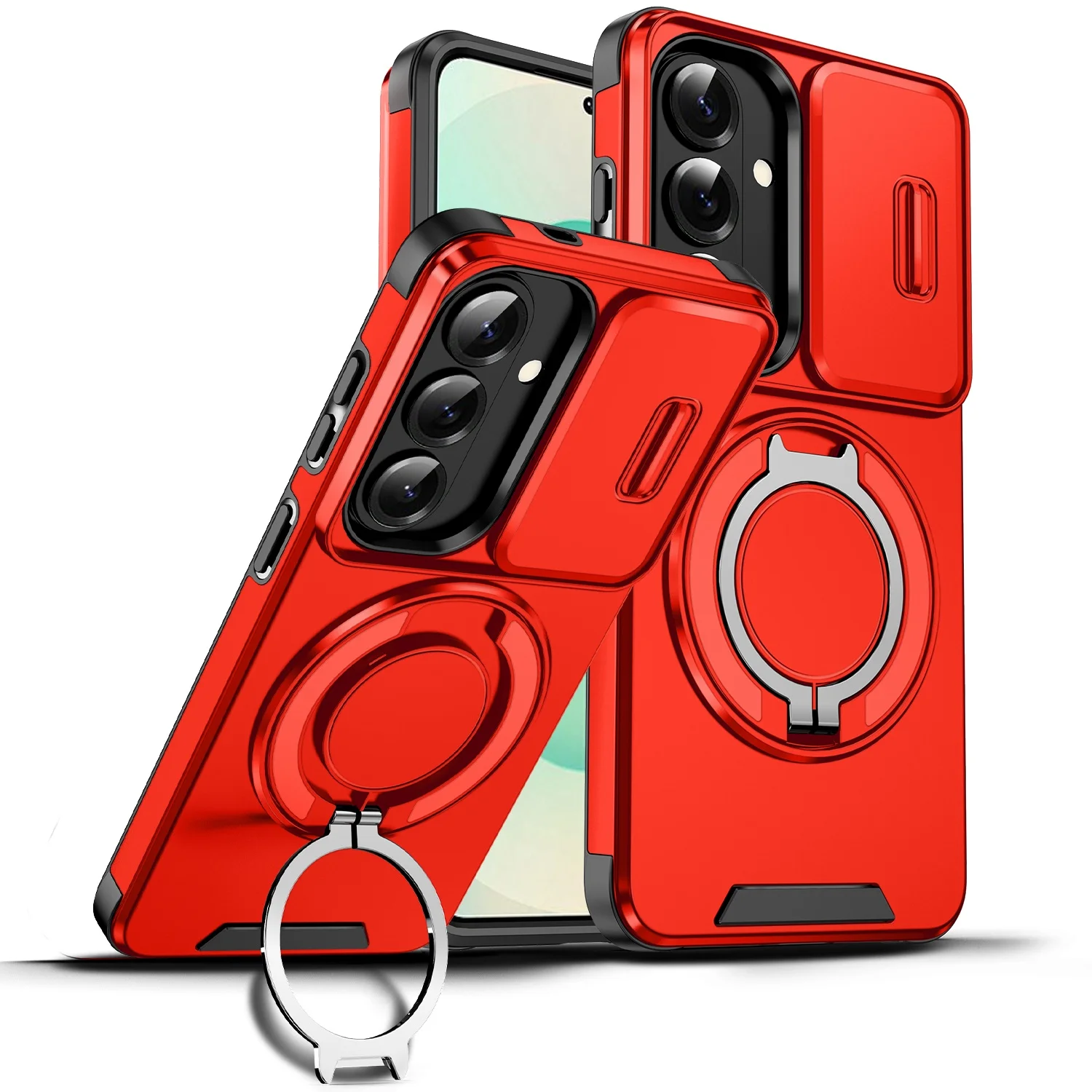 Magnetic Armor Case with 360° Rotating Bracket and Slide Camera Protection Cover