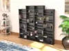 4 Column Tall Cabinet , Quad Width Wall Storage, Black 2