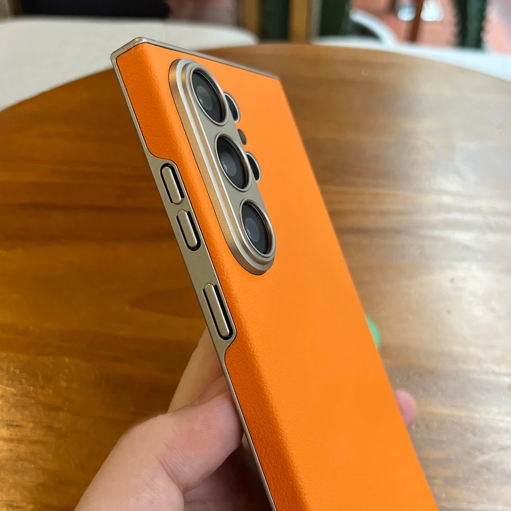 Leather Curved Ultra-Thin Matte Business Shockproof Case with Full Lens Coverage