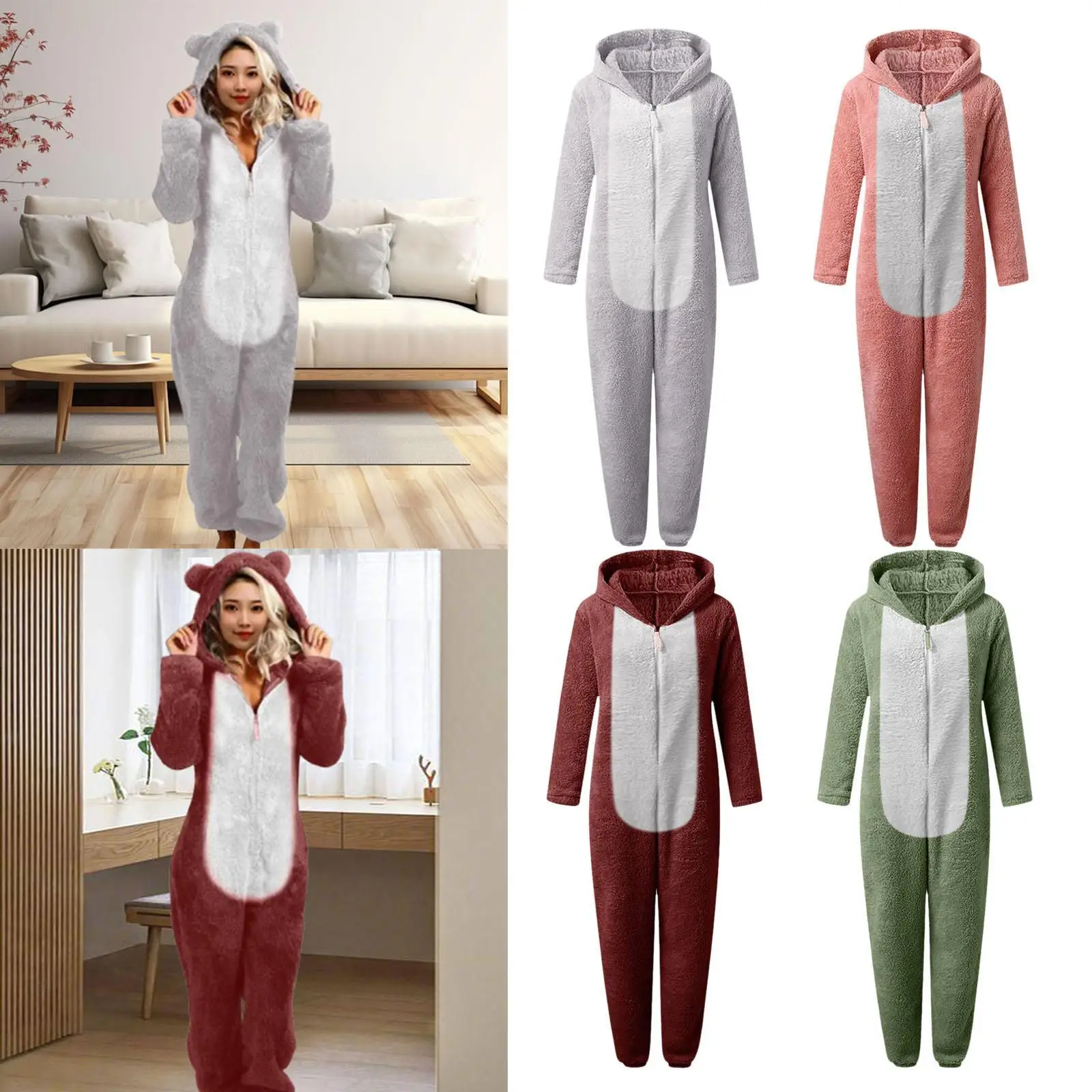 Women's Onesie Pajamas Versatile Hooded Loungewear for Halloween Cosplay Indoor