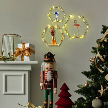 Floating Wall Shelf Sundries Storage Holder Living Room Home Decoration Wall Mounted Hexagon Shelf Handicraft Display Rack 3