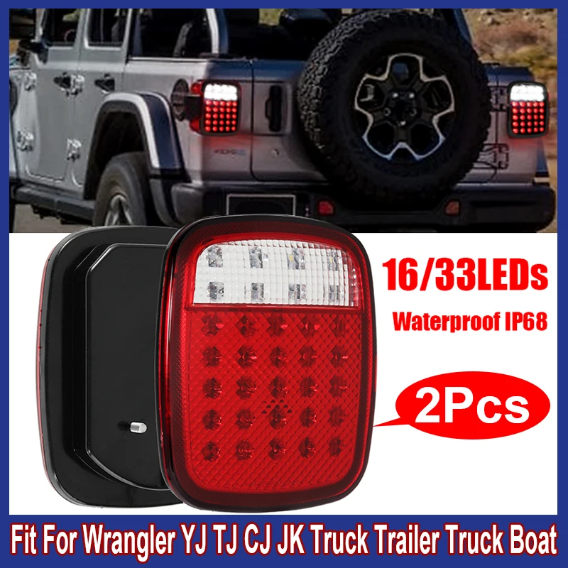 

Пара, 16 светодисветодиодный Дов, дымчато-черный Универсальный Автомобильный задний тормозной сигнал, поворотный стоп-сигнал для Wrangler YJ TJ CJ JK, грузовик, прицеп, грузовик, лодка